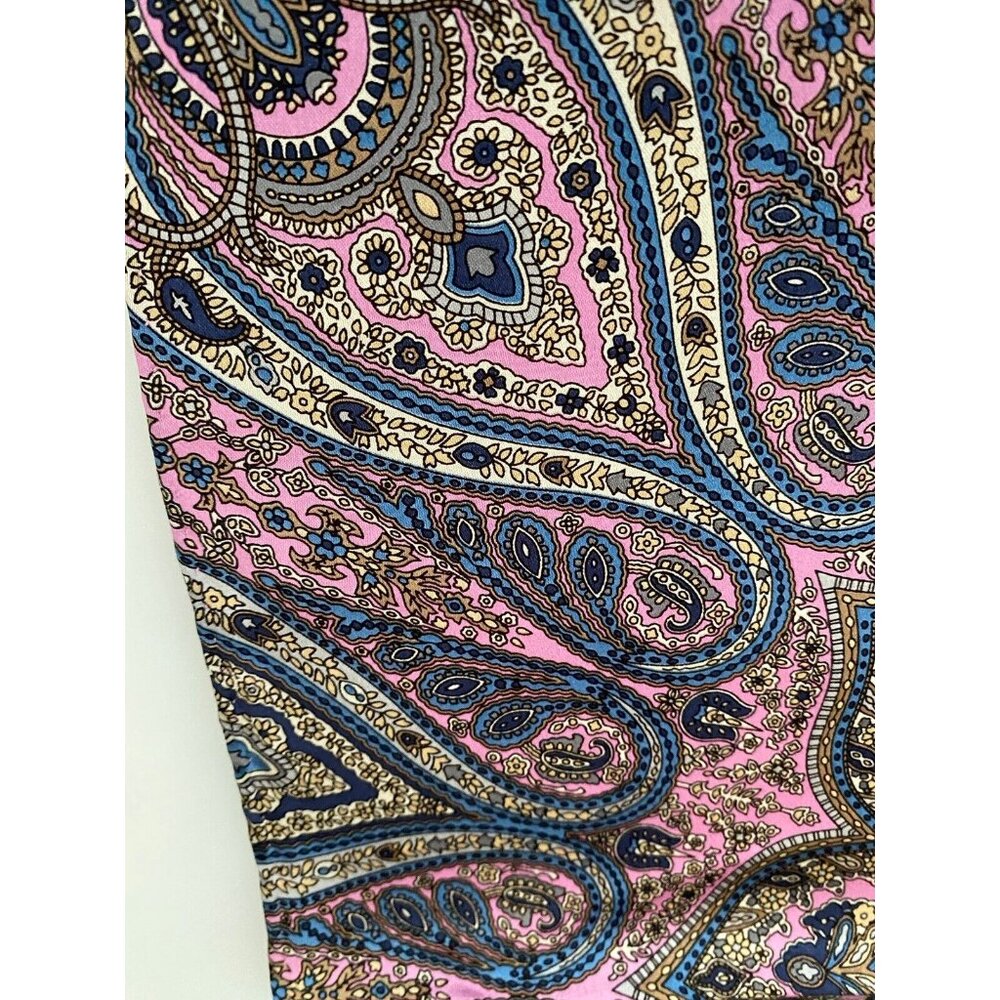 Jos A Bank Mens 14.5 X 14.5” Pink Blue Paisley 100% Silk Pocket Square New W Tag - Picture 12 of 16